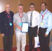 PhotoID:6297, Pictured at the Conference: Professor Paul Hyland (University of Queensland), Professor Phil Bretherton (Charles Darwing University), Ricardo Santa and Mario Ferrer (CQUniversity Australia).