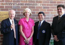 PhotoID:4146, CQU Vice Chancellor,Professor John Rickard, Her Excellency Quention Byrce, Gladstone Mayor, Peter Corones and Gladstone Head of Campus, Pierre  Viljoen pose for a photo during the Governor's visit to the campus recently