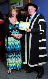 PhotoID:10093, Rochelle receives her STEPS completion certificate from Vice-Chancellor Professor Scott Bowman. Photo courtesy Craig Chapman Photography