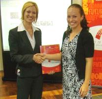 PhotoID:5150, Career Links CQ program support officer Rachel White with student project participant Zoe Bowler at the website launch