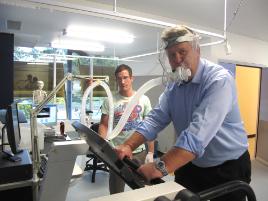 PhotoID:7763, Mayor Carter tries the fitness testing gear in the new facility