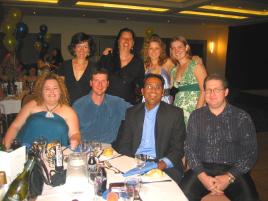 PhotoID:6321, Some of the CQU representatives at the Golden Key conference dinner last year. Back Row L to R: Erin Sanderson, Cherry Thackham, Catherine Krezalek, Elizabeth Drumm. Front Row L to R: Connie Moore (then CQU Chapter President); James Lowe (CQU Chapter Advisor); Naimish Patel and David Edwards.