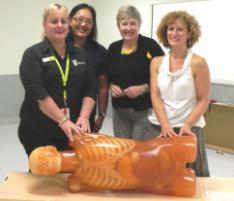 PhotoID:10838, Min Ku from the Australian Institute of Radiography with CQUniversity academics Kelly Spuur, Cynthia Cowling and Caroline Falconi