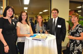 PhotoID:12147, Two of our new Sonography students (centre) with L-R CQUni staff Dr Fiona Coulson, Dr Andrew Fenning and Susan Ferguson