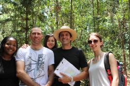 PhotoID:13805, In Noosa National Park are University of Georgia visitors Valarae, Chelsea, Prof Michael Tarrant and Sarah with Noosa's Ben McMullen second left 