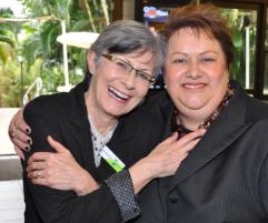 PhotoID:14818, CQUni Council member Dr Robyn Minchinton with Professor Bronwyn Fredericks from the Office of Indigenous Engagement