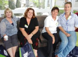 PhotoID:12003, L-R workshop participants Lyn Busk (Moranbah Traders Association), Kym Spandley (Regional Social Development Centre), Gail Hite (Isaac Regional Council), and Viv Coleman (Flaggy Rock)