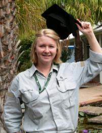 PhotoID:4230, Sarah Jackson is excited about receiving her degree in front of family and friends at the CQU Gladstone Graduation ceremony