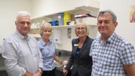 PhotoID:14520, Guests at the official opening included L-R  dental technician Alain Martin-Chave, dental technician and CQUni casual staff member Allison Gerke, Associate Professor Leonie Short and local dentist Dr Greg Moore 