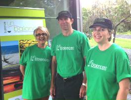 PhotoID:14382, Dr Sue Davis joins Ben McMullen and Carolyn Beaton to show off the new conference shirts