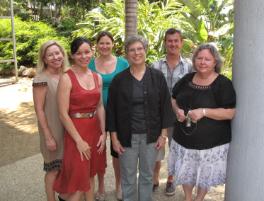 PhotoID:13426, Dr Elizabeth Malone (centre) with L-R research project team members Vicki Ross, Dr Susan Kinnear, Kym Patison, Dr Dave Swain and Julie Mann