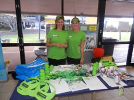 PhotoID:14107, headspace Mackay's Community Development Coordinator Sandi Winner and Mackay Youth Reference Group member Courtney Meng at CQUniversity's Orientation Week activities. 