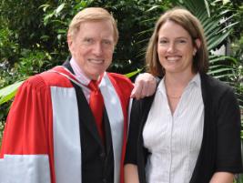 PhotoID:10809, Hon Michael Kirby with law student Samantha Shepherd, a mother of five children who said 'something has come alive in me since enrolling in the new degree'