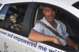 PhotoID:10525, No bones about it ... Graeme Boyle drives Mr Rupert to his new home in Mackay.