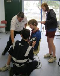 PhotoID:11343, Paramedic Science lecturer Daryl Holley and first-year student Rebecca Howard conducted the paramedic session