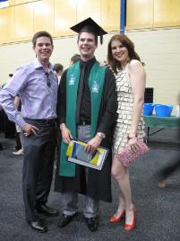 PhotoID:9617, Engineering graduates Blake Harvey (left) and sister Chanelle congratulate their brother Stuart, who graduated with a Bachelor of Engineering (Civil) (Co-op) with Honours and a Diploma of Professional Practice (Engineering), meaning the three siblings have now all become engineers.