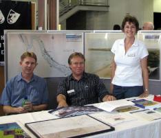 PhotoID:4956, Dr Mike Danaher; Assoc. Prof. Steve Mullins and Dr Barbara Webster at the weekend's history exhibition.