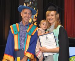 PhotoID:13198, Dr Lance Pendergast with daughter Melanie Holgate (nee Brown) and grand-daughter Abigail