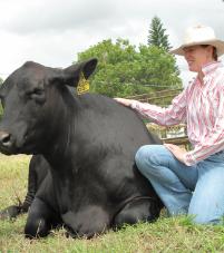 PhotoID:13491, Oaklands property owner Megan Hansen with the record-price cow that has been cloned