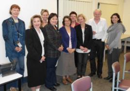 PhotoID:10919, Visitors Jack and Mette (pictured second and third from right) had the chance to meet staff on Bundaberg Campus